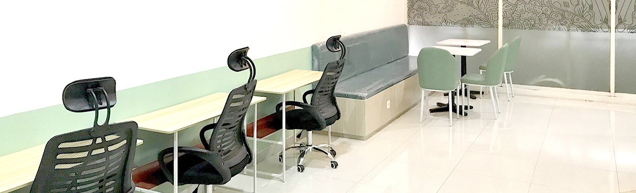 Working space blue coffee