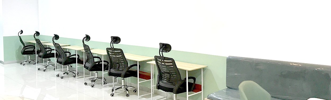 Working space blue coffee